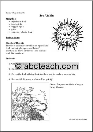 Activity Letter U: Sea Urchin