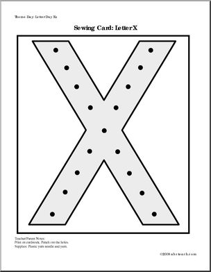 Sewing Card: Letter X
