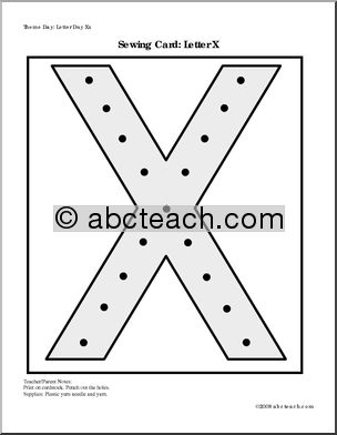 Sewing Card: Letter X
