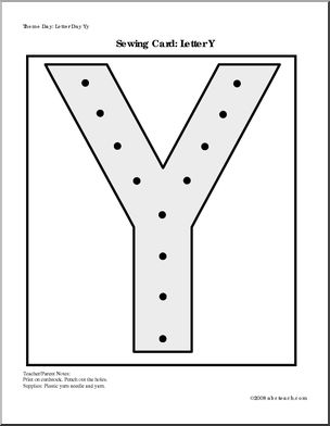 Sewing Card: Letter Y