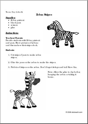 Activity Letter Z: Zebra Stripes