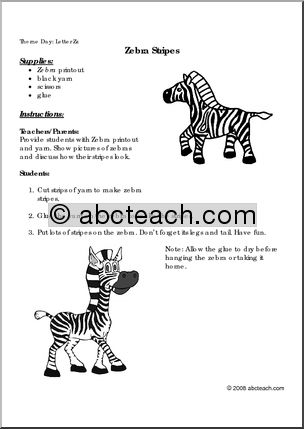 Activity Letter Z: Zebra Stripes