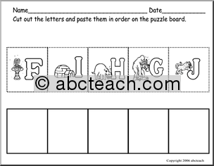 ABC Order (preschool) -b/w Cut and Paste