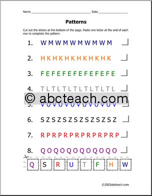 Worksheet: Letter Patterns/Sequencing (primary)