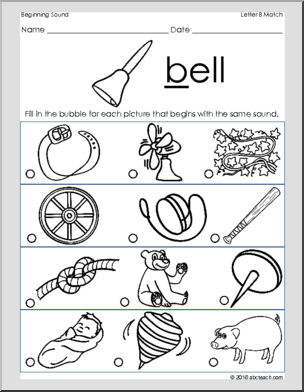 Beginning Sounds B Worksheets