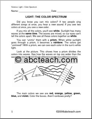 Comprehension: Color Spectrum (primary)