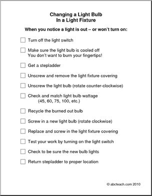Special Needs: Replacing Lightbulb in a Light Fixture, (secondary/adult)