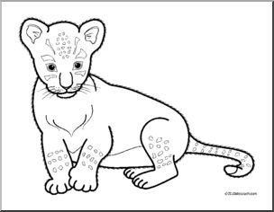 Clip Art: Baby Animals: Lion Cub (coloring page)
