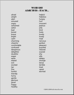 List: Adjectives – it acts…