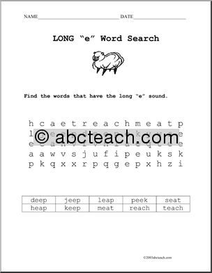 Word Search: Long “e”