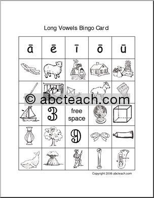 Bingo Cards: Long Vowel Sounds