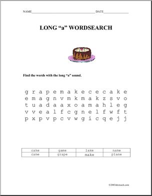 Word Search: Long “a”
