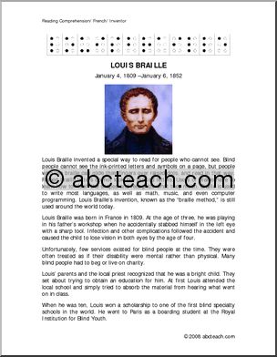 Biography: Louis Braille (upper elem/middle)
