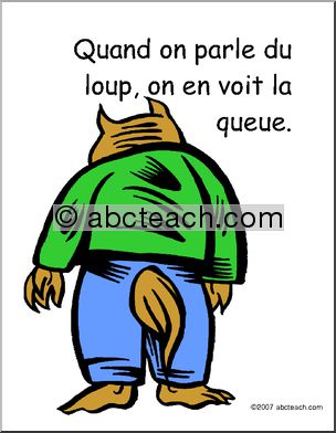 French: PosterÃ³Proverbe, la queue du loup