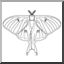Clip Art: Moth: Luna (coloring page)