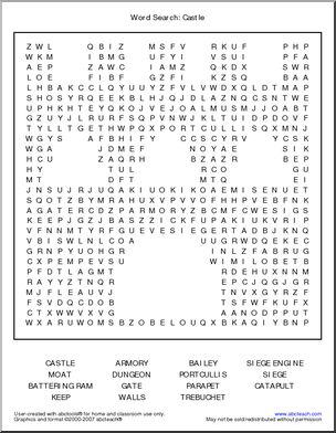 Crossword: Castles (upper elem)