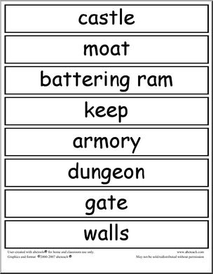 Word Wall: Castles (upper elem)