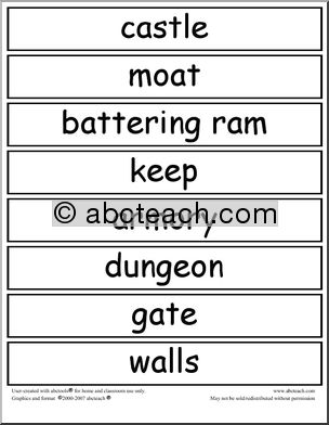 Word Wall: Castles (upper elem)