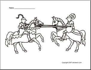 Coloring Page: Medieval Knights Jousting