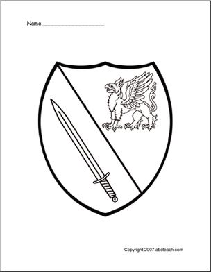Coloring Page: Medieval Shield – Griffin