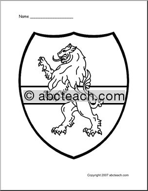 Coloring Page: Medieval Shield – Lion