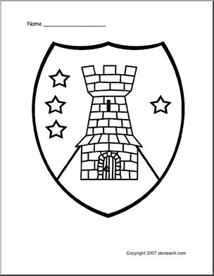 Coloring Page: Medieval Shield – Tower