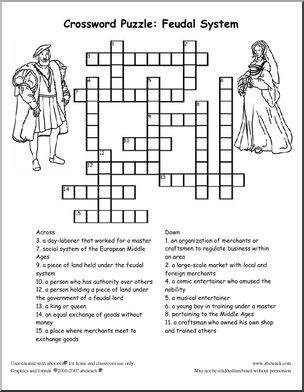 Crossword: Feudal System (upper elem)