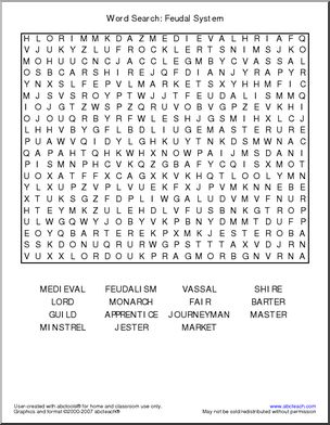 Feudal System Crossword - WordMint