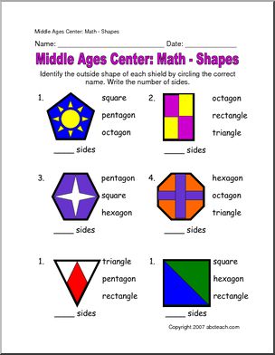 Medieval Shield Shapes (primary/elem) Worksheet