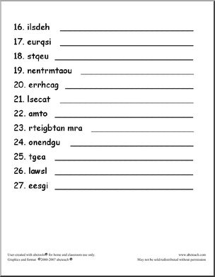 Unscramble the Words : Medieval Times (upper elem) – Abcteach