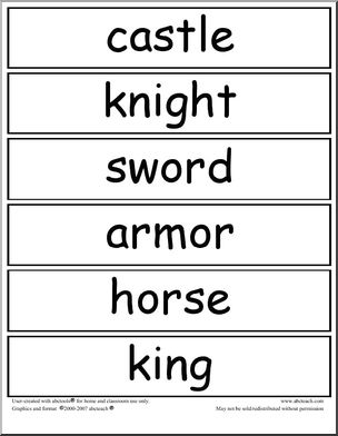 Word Wall: Knights ‘n’ Castles (primary)