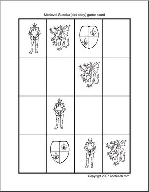 Sudoku: Medieval theme – 4×4 – easy