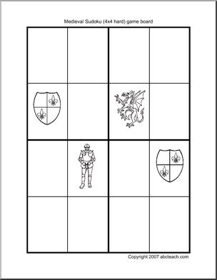 Sudoku: Medieval theme – 4×4 – hard