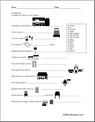 French:  Picture Sentences – Household