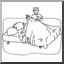 Clip Art: Kids: Chores: Making the Bed (coloring page)