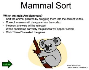 Interactive: Notebook: Mammals–Sort