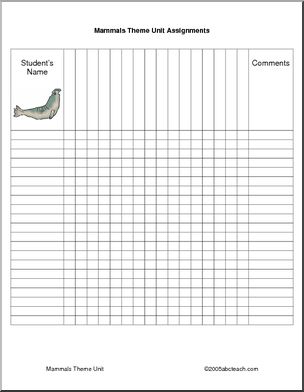 Assignment Forms: Mammals