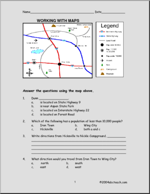 Map Skills: Road Map 1 – Abcteach