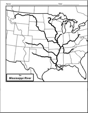 Map: Mississippi River Tributaries (blank)