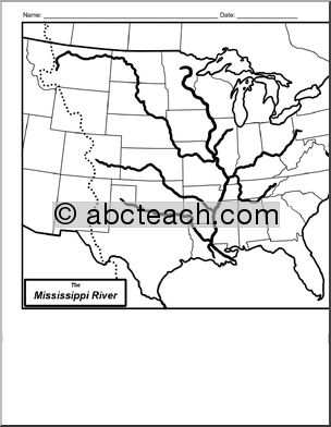 Map: Mississippi River Tributaries (blank)