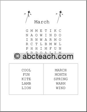 Word Search: March  (easy)