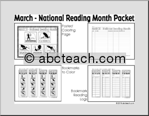 March- National Reading Month Packet – B&W (primary/elem)