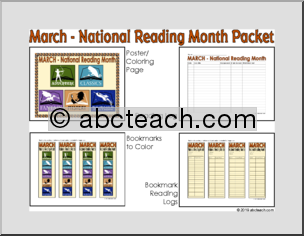 March – National Reading Month Packet – Color (primary/elem)