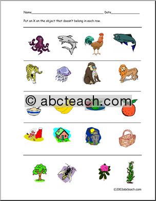 Worksheet: What does not belong? (fish theme)
