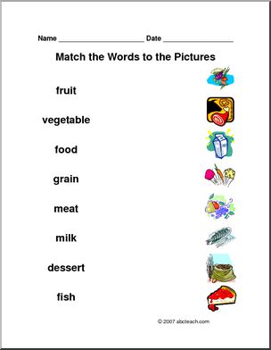 Worksheet: Matching Food