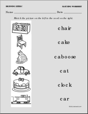 Matching: Picture to Word Letter C (PreK-1)