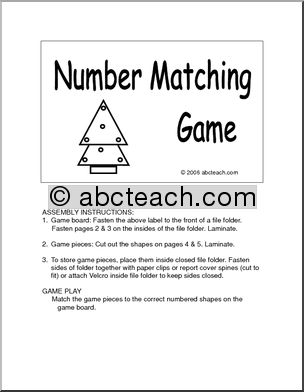 Board Game: Matching Christmas Trees (preschool) -b/w