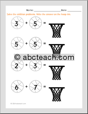 Math: Addition – Basketball Theme (k-1)