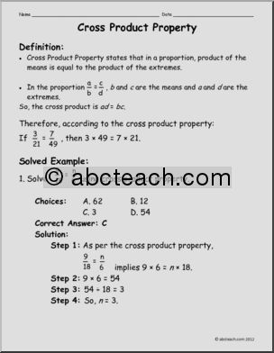 Math: Rules & Practice – Cross Product Property (elem)