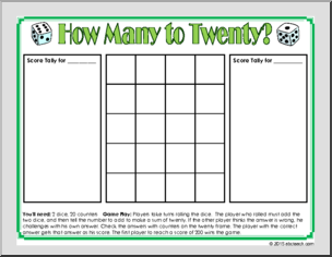 How Many to Twenty? – Dice Mat Math Game